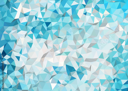 Abstract geometric background featuring a modern mosaic of cool blue and white triangles creating a shimmering crystal texture