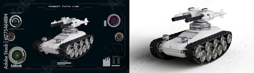 Robotic Tank Interface and 3D Render — Futuristic Combat Vehicle Design