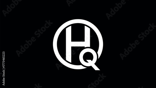 HQ Initials in Circle and Square on Black