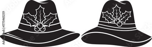 Two distinctive military caps with leaf emblems in a bold silhouette