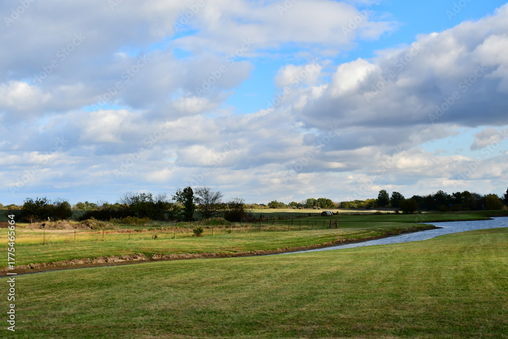 Naklejka premium Lake in a Field