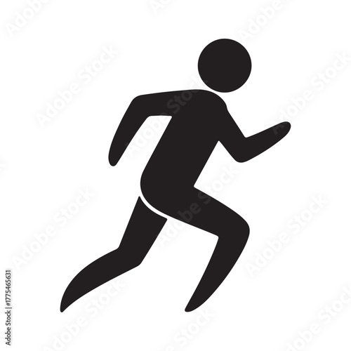 Black running man vector silhouette illustration of a sporty athlete doing exercise