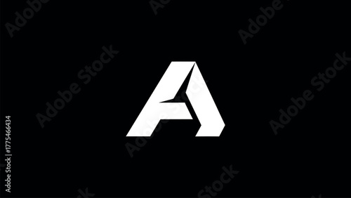 White Letter A Logo Design on Black Background alphabet