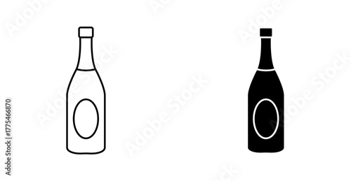 Champagne Bottle Icon Vector, Celebration Drink Symbol, Festive Party Beverage