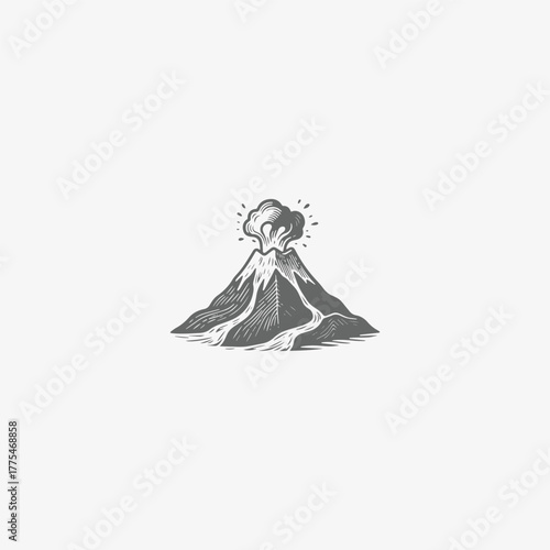 Erupting Volcano Vector Logo Illustration