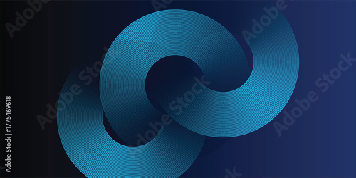 Abstract dark blue gradient background with glowing skin blue geometric circle lines design background vector illustration eps10