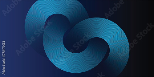 Abstract dark blue gradient background with glowing skin blue geometric circle lines design background vector illustration.