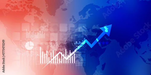 2d illustration Stock market online business concept. business Graph 