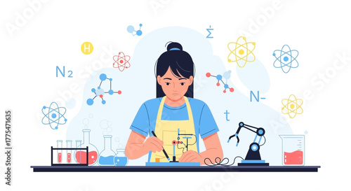 Young Scientist Doing Research And Scientific Experiment In A Laboratory