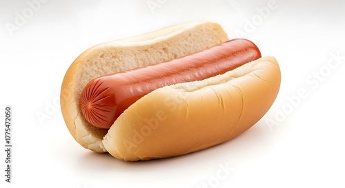Simple Hot Dog with Bun Isolated on a White Background