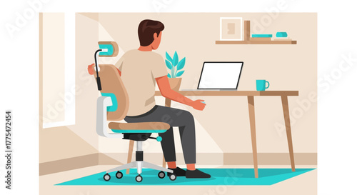 Working From Home Efficiently With Ergonomic Chair and Technology Minimalist Setup