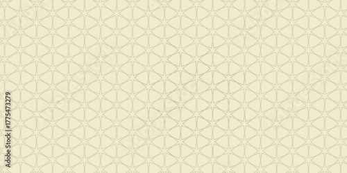 Golden vector geometric seamless pattern with floral silhouettes, curved lines, hexagons, triangles, circles, lattice, grid. Abstract minimal linear gold background. Repeated texture in oriental style