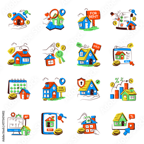 Set of Property Doodle Icons
