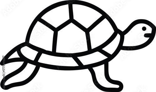Cartoon vector illustration of a cute reptile tortoise with a shell