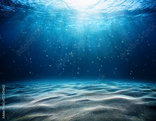 underwater ocean floor scene glowing particles background product display