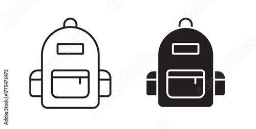 Backpack icon in simple flat trend modern graphic design abstract logotype element