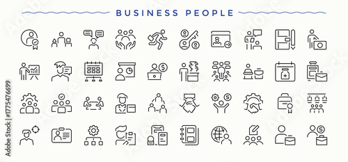 Set of Business People line icon. Resource minimal icons pack. Modern vector illustration. Management icon collection. Editable stroke. Vector collection.