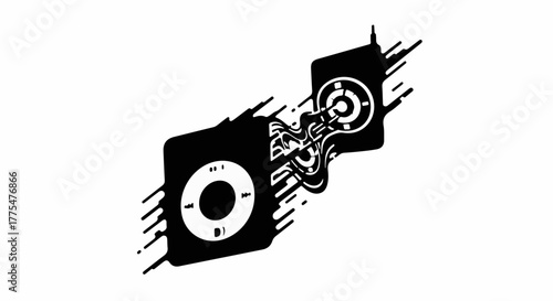 Abstract digital art representing audio playback and sound waves