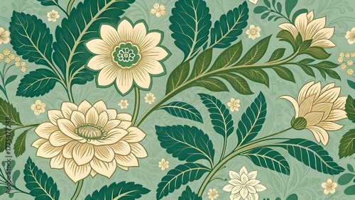 Elegant floral pattern with vintage charm, perfect for adding a touch of nature to your designs and creating a calming, sophisticated ambiance