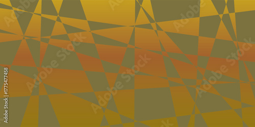 Fragmented geometric digital art with a chaotic pattern in earthy yellow and green tones.