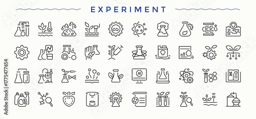 Experiment icon set. Collection of simple line web icons. Laboratory line icon set. Included laboratory, chemical, scientist, chemistry and more.