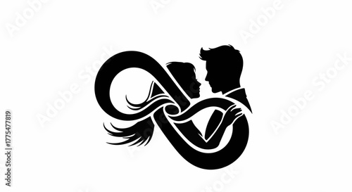 Symbol of eternal love and connection between two people forming an infinity loop