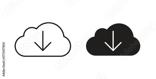 Cloud download icon in simple flat trend modern graphic design abstract logotype element