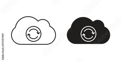 Cloud sync icon in simple flat trend modern graphic design abstract logotype element