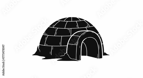 Arctic dwelling made of ice blocks, providing shelter in a cold environment