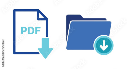 Vector illustration of pdf file and folder download icons pdf document and folder with arrow vector illustration file format symbol