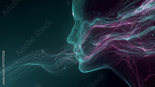 Mindful Expression: A conceptual image embodies inner thoughts and emotions through a graceful side profile.