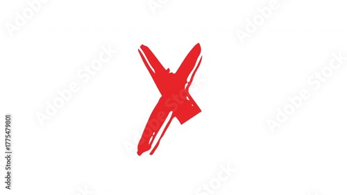 brush red cross sign animation 4k video