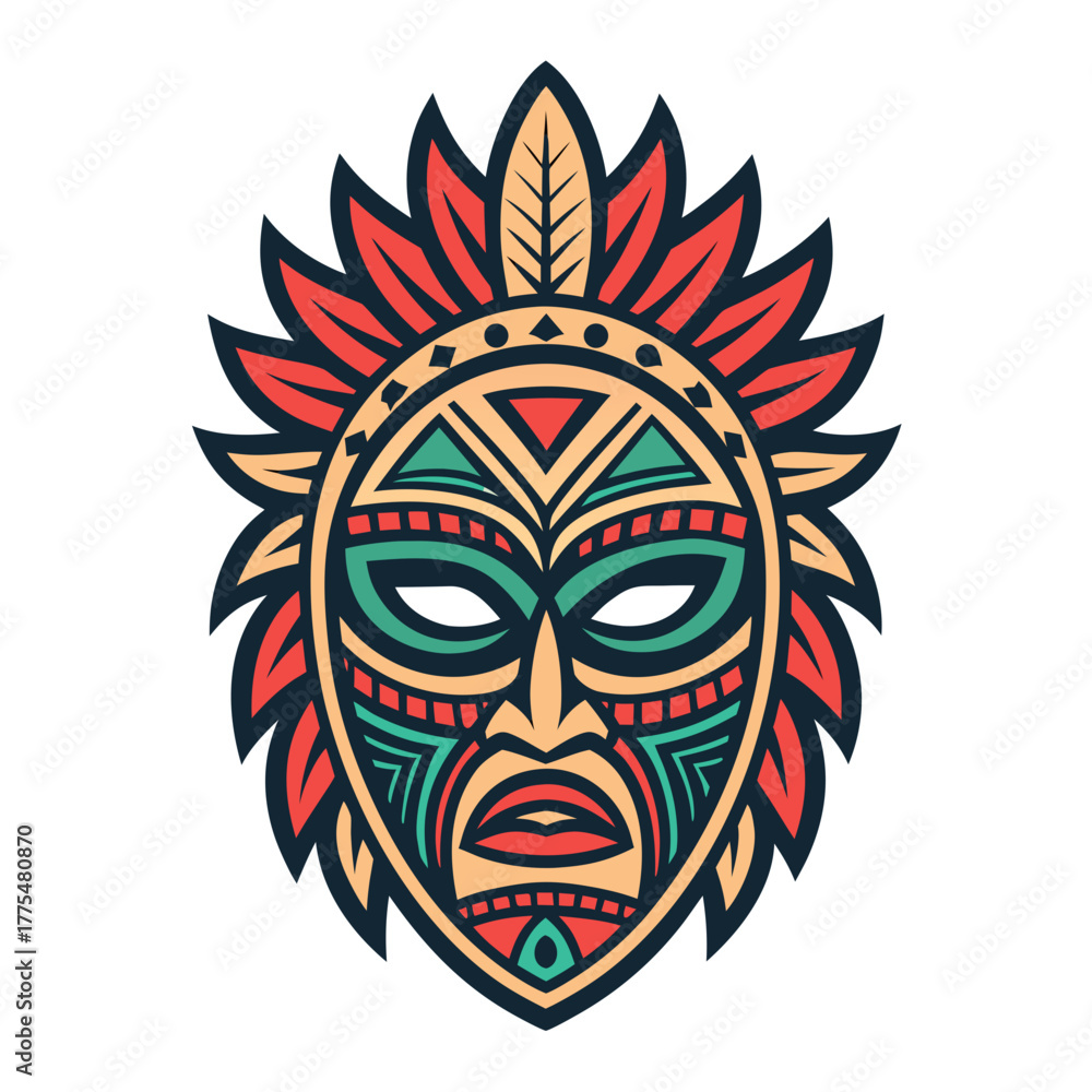 Fototapeta premium Mask Shape With Tribal Details Bold Vec Creative Visual Suitable for Design