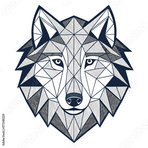 Depicting Geometric Wolf Head Triangles Bold Mod Vibrant Premium Digital Asset