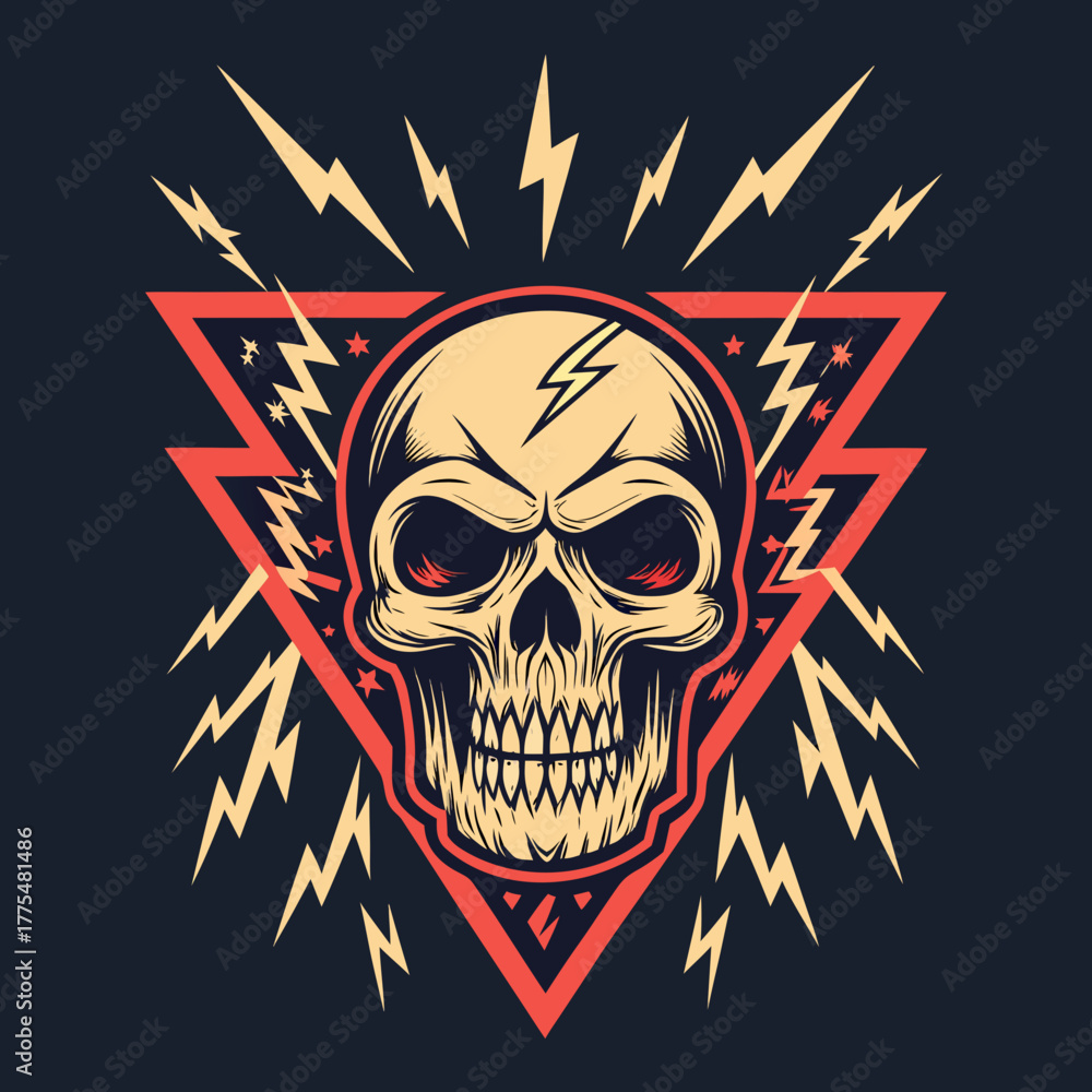Fototapeta premium Featuring Skull With Lightning Bolts Bold Rock Stunning Creative Visual
