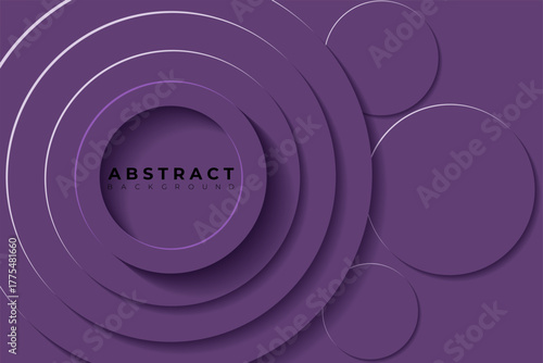 Abstract Background with 3d circle dark moderate violet papercut layer, vector illustration