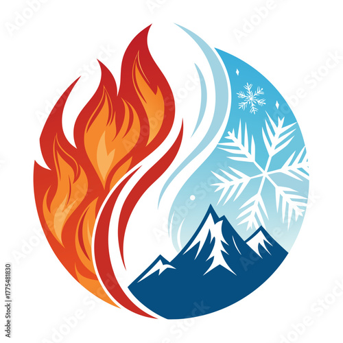 Featuring Fire And Ice Dual Bold Cont Dynamic High-Quality Stock Image