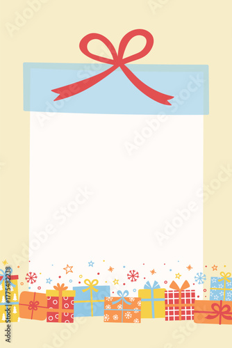 Cuadro en lienzo Christmas background with funny hand drawn gift boxes