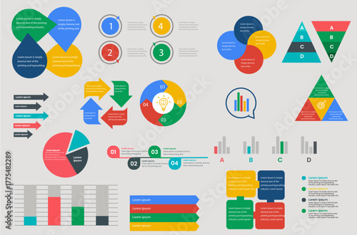 Set of infographic elements data visualization vector design template. Can be used for steps, options, business process, workflow, diagram, flowchart concept, timeline, marketing icons, infographics.
