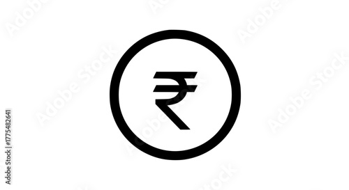 Money rupee logo circle black white icon