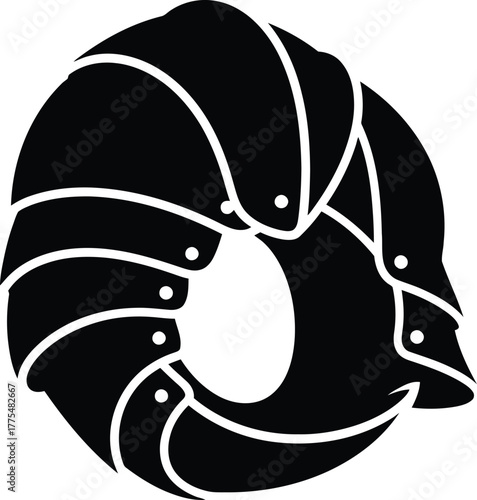 Stylized pangolin or armadillo in black and white vector