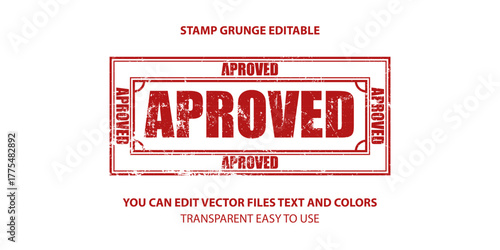 aproved label stamp vector, Stamp grunge editable illustration.