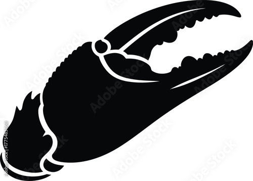 Crab claw in silhouette illustration black on white