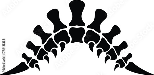 Black and white dinosaur fossil bones illustration graphic