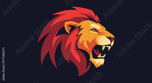 Lion head vector illustration of a wild animal mascot in black and white style