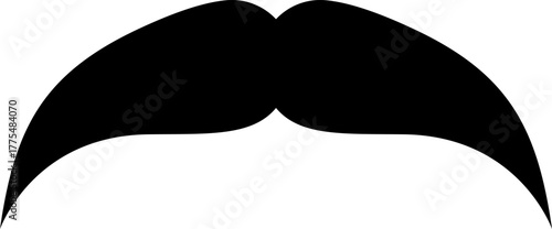 Black silhouette of moustache on isolated black background