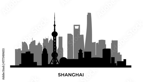Wallpaper Mural Shanghai skyline silhouette vector illustration Torontodigital.ca