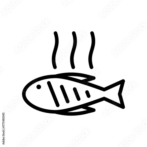 Grilled Fish Icon Illustration For Food, Cooking, And Seafood Stock Photo