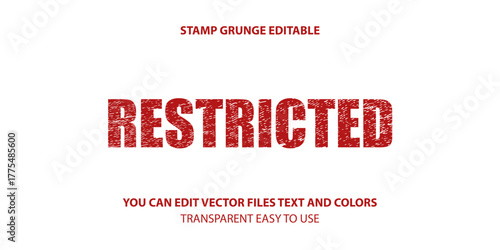 restricted label stamp vector, Stamp grunge editable illustration.
