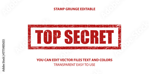 Top secret label stamp vector, Stamp grunge editable illustration